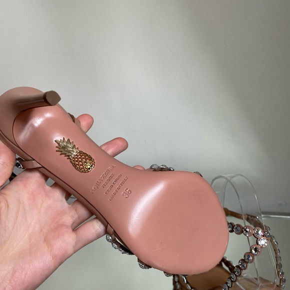 New AQUAZZURA Tequila 85 Blush Leather Sandals $1,525 36 - Picture 13 of 15